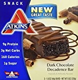 Atkins, Avantage, Barre de chocolate noir décadence, 5 barres, 1,6 oz (44 g) de chaque